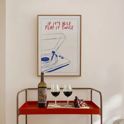 Trendy canvas painting with music quote typography


