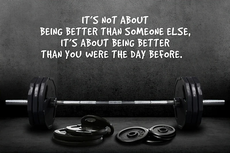 Gym wall canvas art with barbell and motivational sayings

