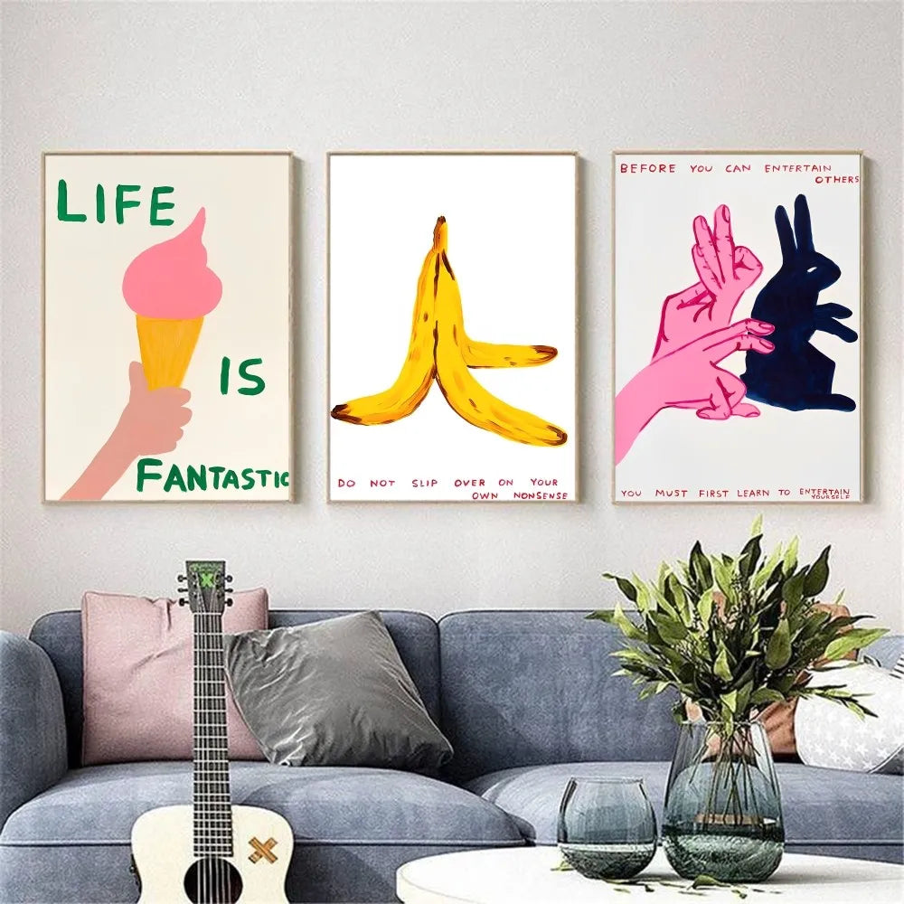 HD David Shrigley print with sticky waterproof backing

