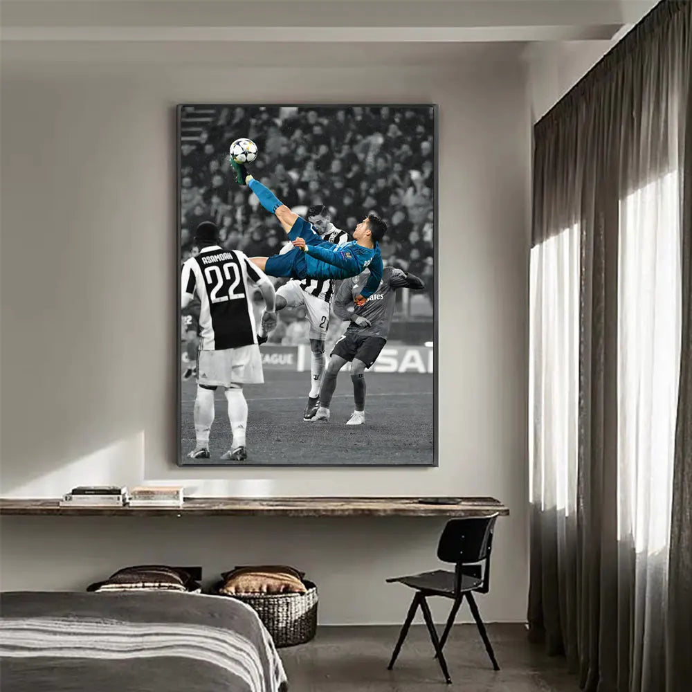 HEROCROSS soccer players poster for living room wall decor


