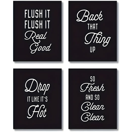 Retro hip hop bathroom quotes print set for modern home restroom decoration
