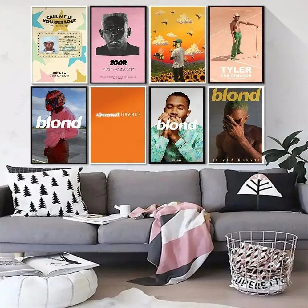 Hip hop rapper wall canvas featuring Frank Blonde artwork

