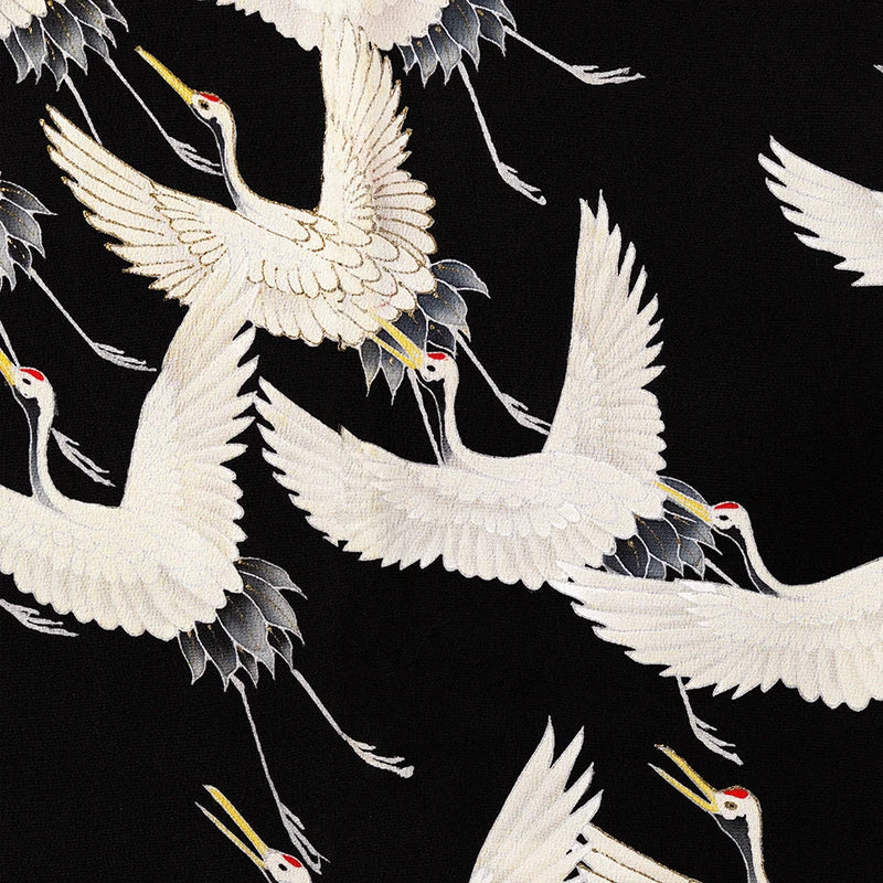 Hokusai inspired crane art print for living room gallery wall

