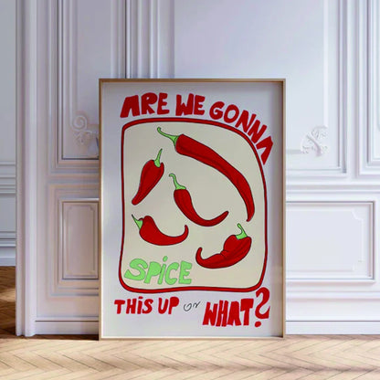 Hot paprika print in red tones for bold kitchen styling

