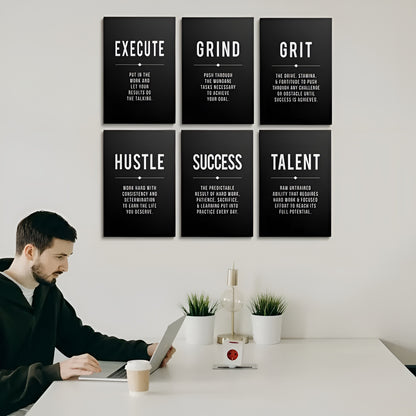 Frameless inspirational quote prints for workspace
