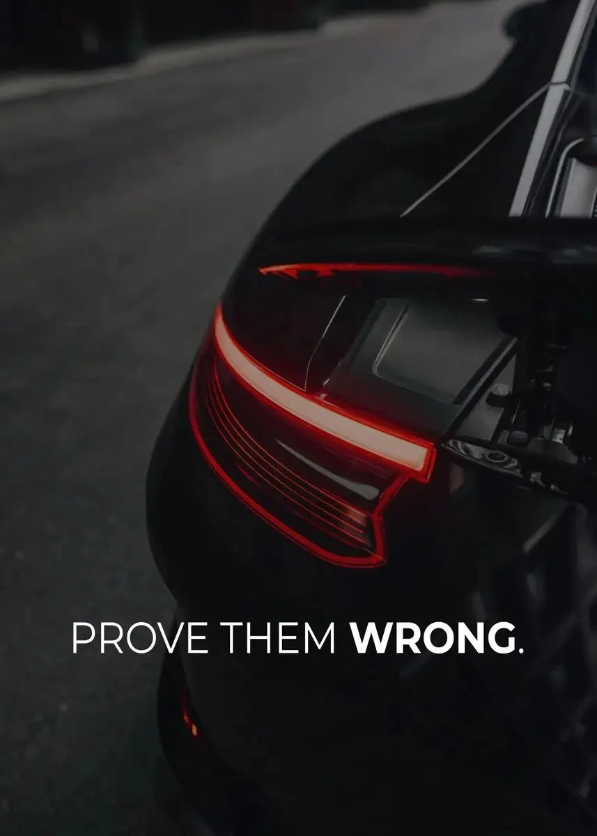 High-performance car poster with motivational theme

