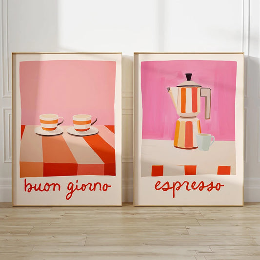 Italian espresso coffee canvas wall art for kitchen