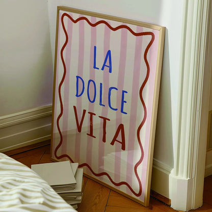 Chic La Dolce Vita typography wall art canvas print

