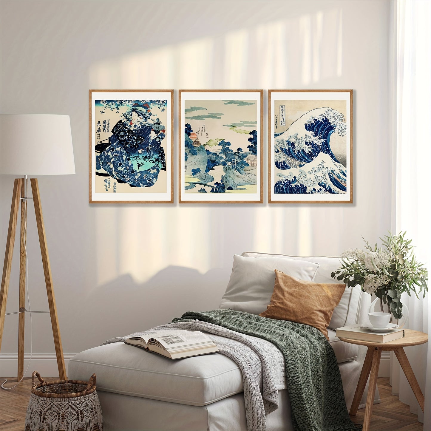 Japanese Kanagawa wave print wall art for living room and bedroom
