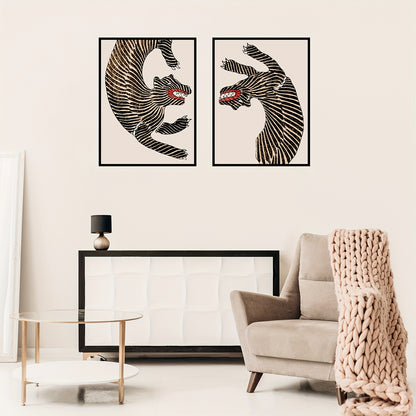 Japanese animal art posters with oriental decor aesthetic for home and office

