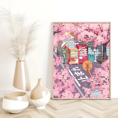 Japanese Sakura anime wall art set of 4 for preppy room decor
