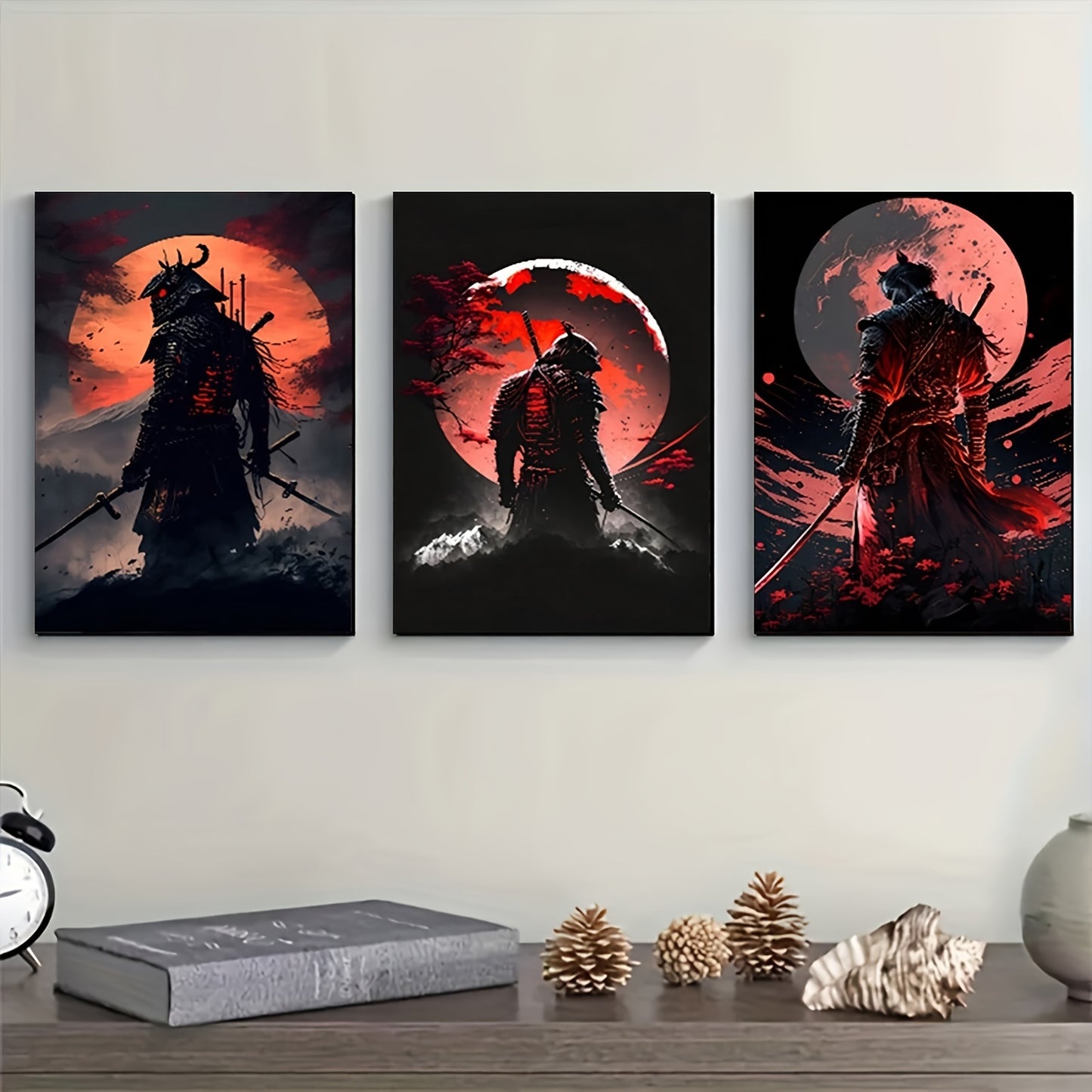 Retro samurai anime artwork frameless canvas home decor
