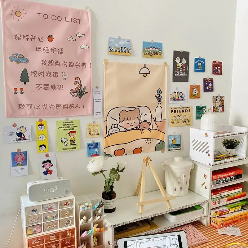 Kawaii wall tapestry for aesthetic room decor

