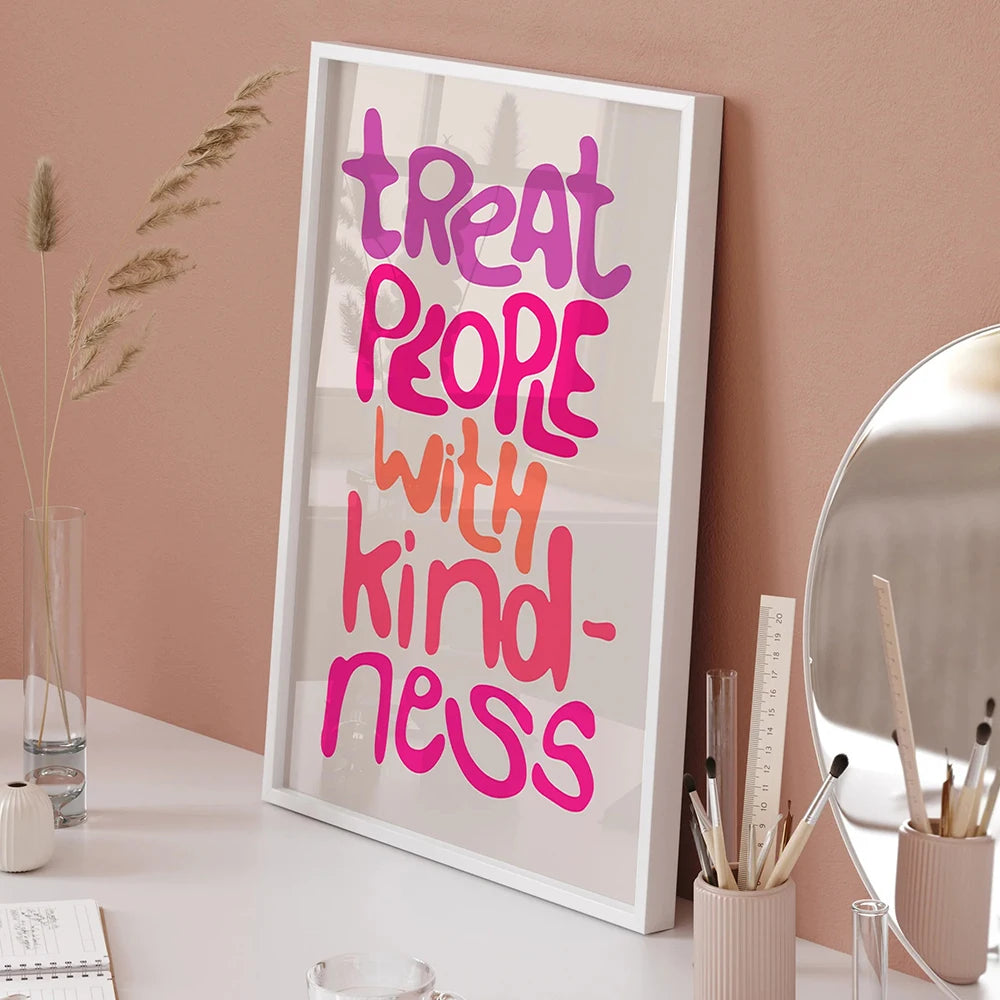 Minimalist kindness quote print poster for bedroom decor

