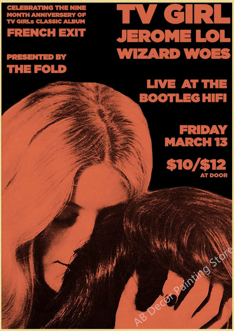 Artistic TV Girl music band poster on kraft paper for collectors and fans
