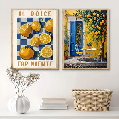 Vibrant Lemon Tree Italian Landscape Poster, Perfect for Mediterranean-Inspired Spaces
