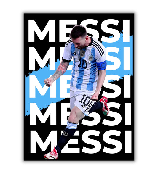 Lionel Messi poster featuring Argentina soccer legend for wall art.
