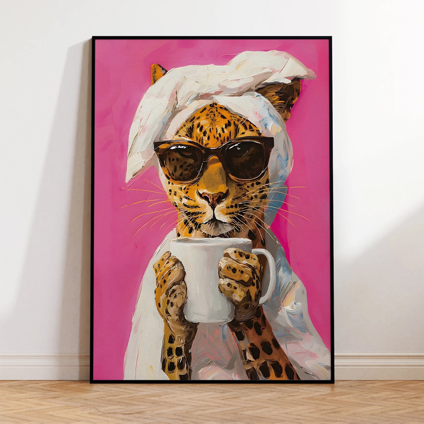 Stylish wall art leopard coffee print for modern home interiors

