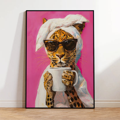Stylish wall art leopard coffee print for modern home interiors


