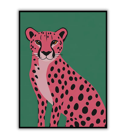 Leopard in bloom poster for bold wall decor, vibrant animal print, and nature-inspired room art.	