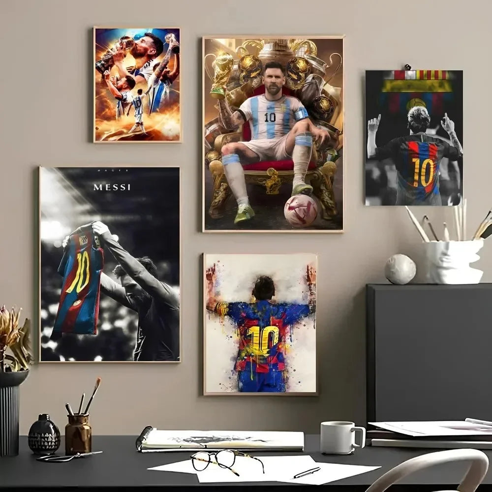 Lionel Messi self-adhesive waterproof football poster for wall decor

