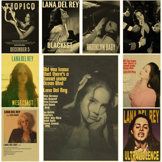 Lizzy Grant Lana Del Rey retro kraft paper music album poster