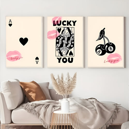 Lucky You retro canvas poster with bold typography for aesthetic wall decor