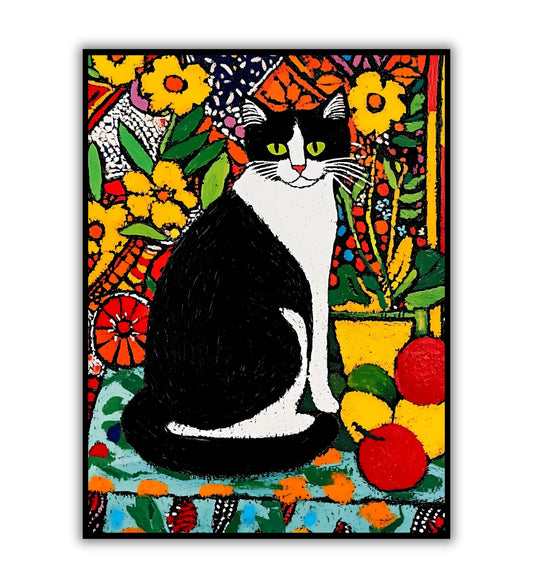 Matisse-inspired cat wall art for artistic interiors.	