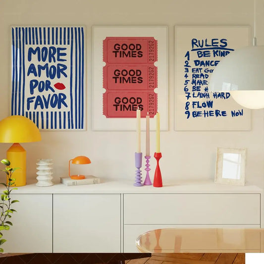 Maximalist sunshine yellow love quote wall art poster