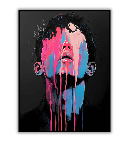 Melting gaze surrealistic digital art poster for bold decor