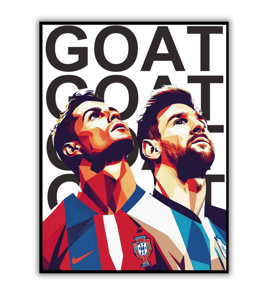 Messi and Ronaldo rivalry poster print for football fans