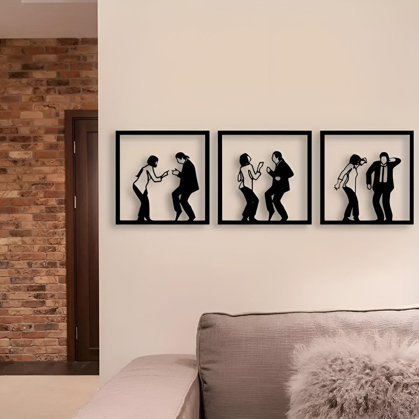 Iron Metal Wall Art Featuring Famous Dance Scene from Pulp Fiction Movie
