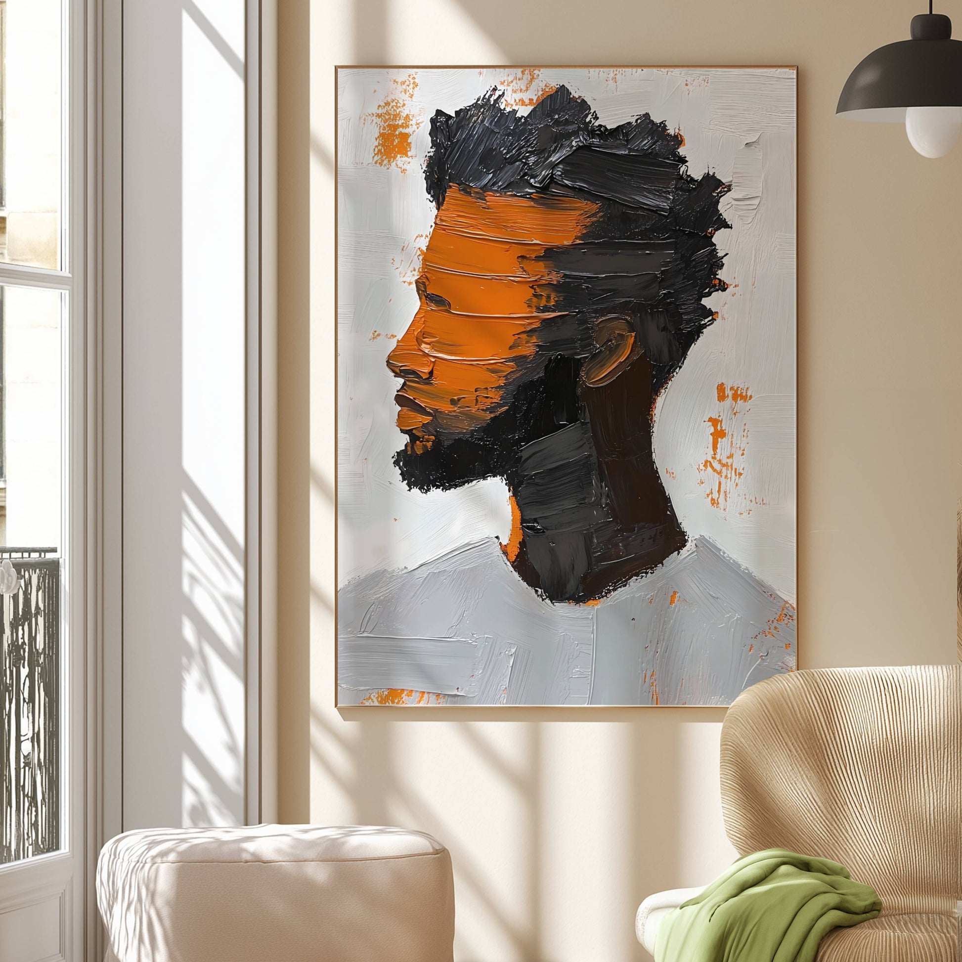 Abstract face-inspired wall poster for unique room accents
