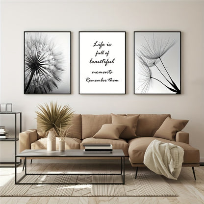 3pcs dandelion canvas poster set for bedroom decoration
