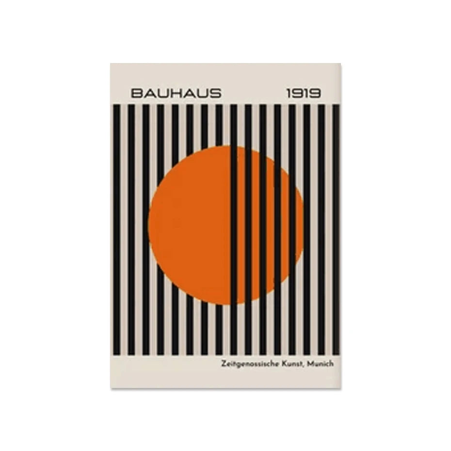 Bauhaus aesthetic canvas prints with geometric forms for office or home decor
