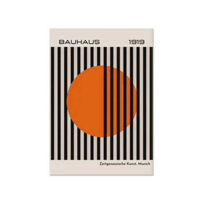 Bauhaus aesthetic canvas prints with geometric forms for office or home decor
