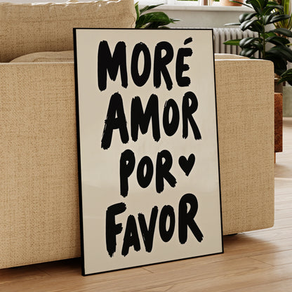 More Amor Por Favor canvas painting for modern romantic home decor

