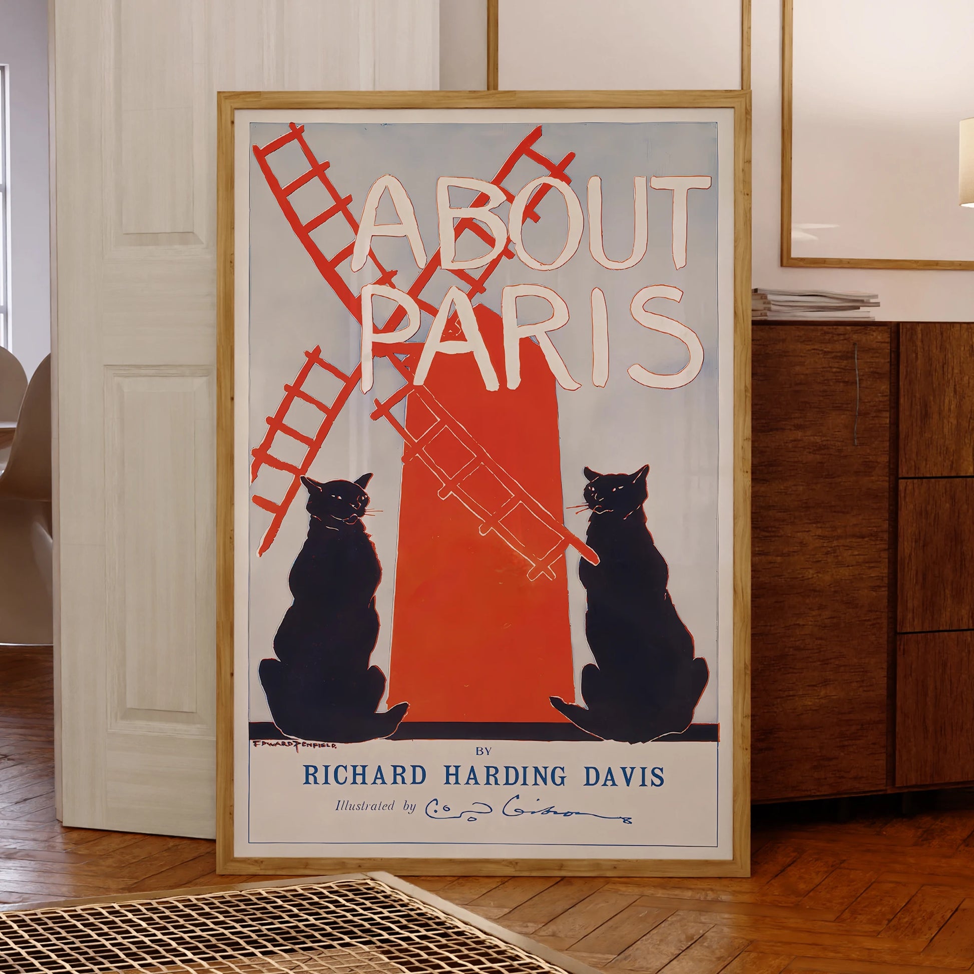 Modern About Paris Richard Harding Davis canvas wall art for living room

