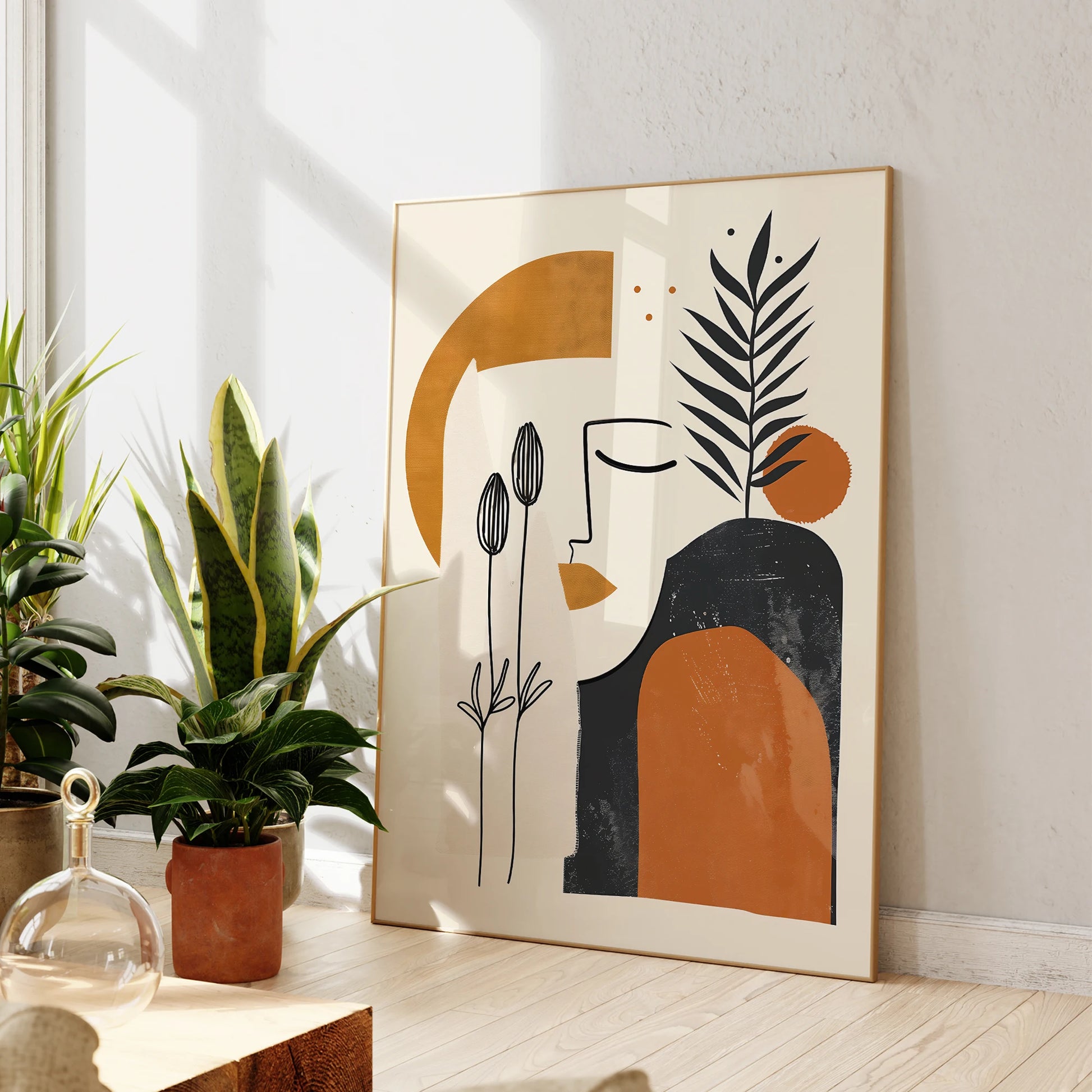 Modern abstract botanical beauty painting for living room wall art

