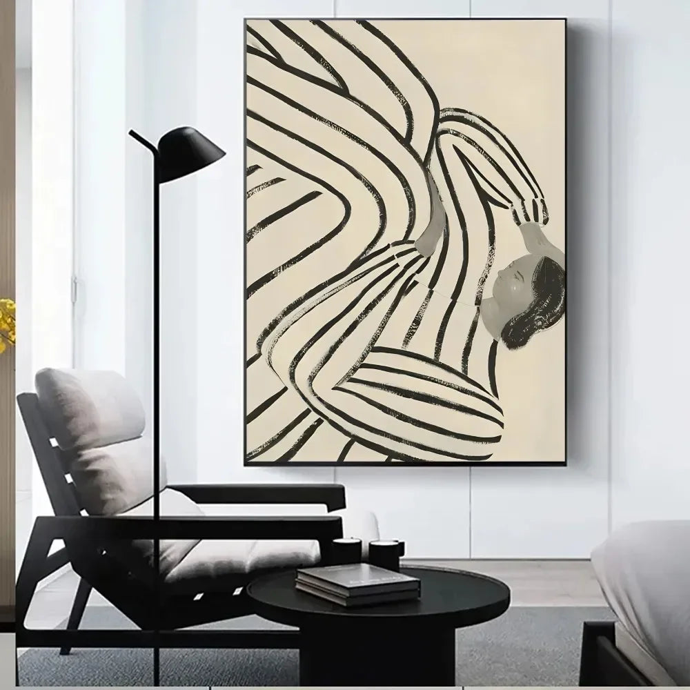 Modern abstract figure girl wall print for stylish living spaces
