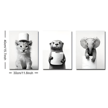 modern black and white animal canvas posters lion and elephant art
