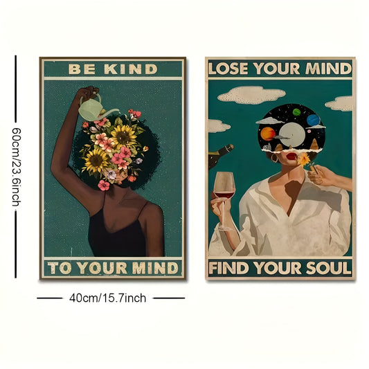 Mind and soul positive quote canvas art for living room wall decor