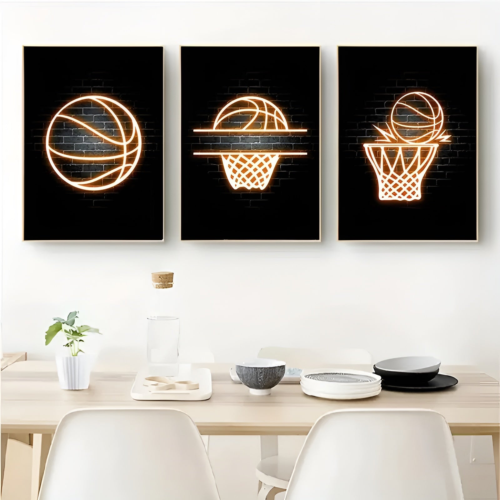 Modern basketball wall art prints for sports room decor
