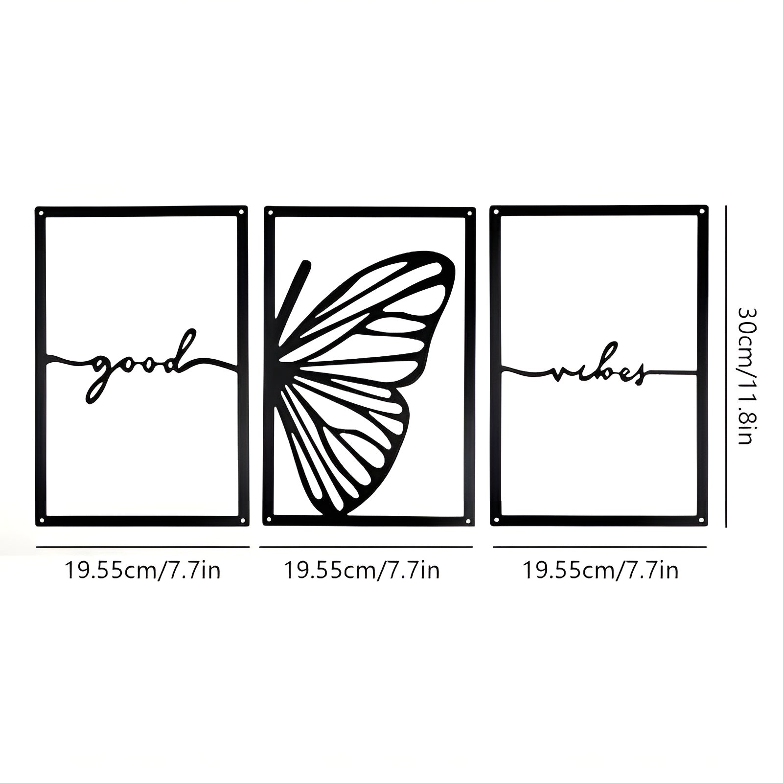 Modern butterfly metal wall art set for living room and bedroom decor
