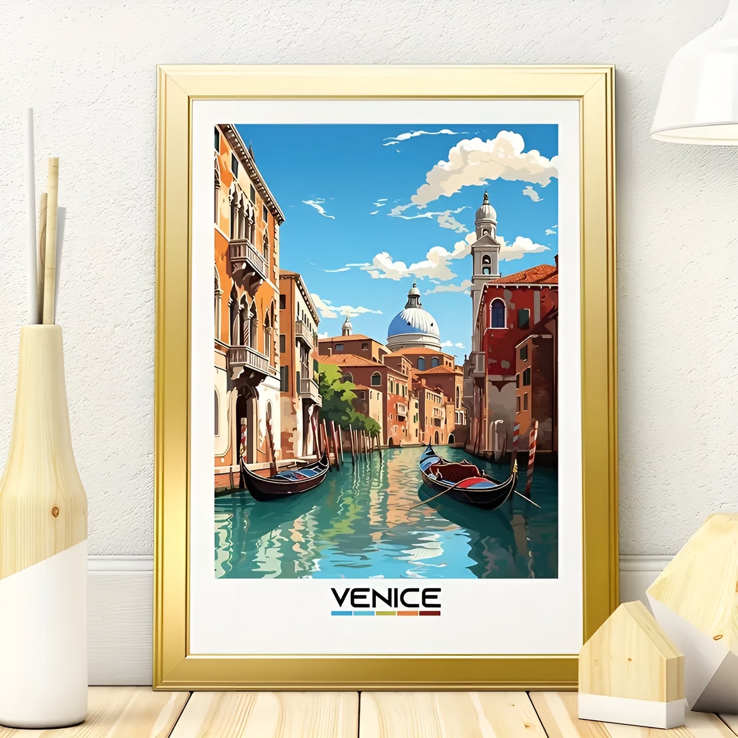 Modern city street view poster set for room decor in A4 and A5 sizes
