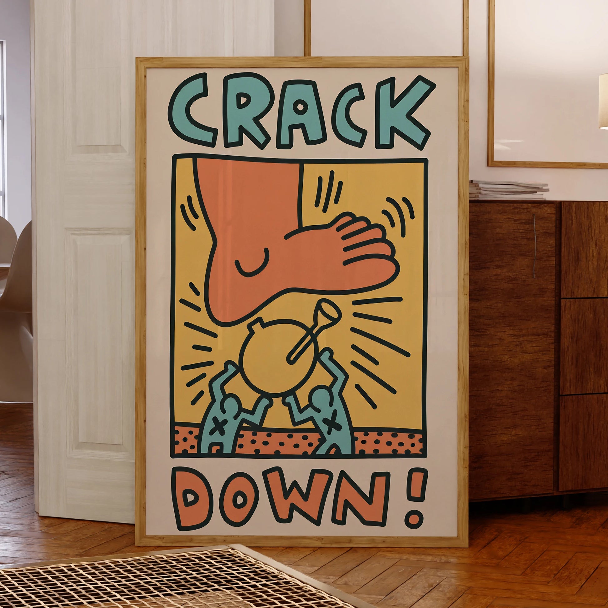 Modern abstract crack down wall art print on waterproof canvas

