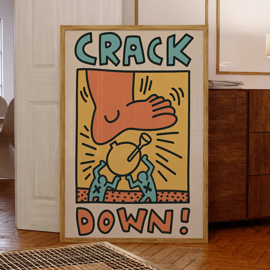 Modern abstract crack down wall art print on waterproof canvas

