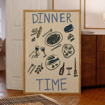 Modern dinner time kitchen wall art for living room or bedroom decor

