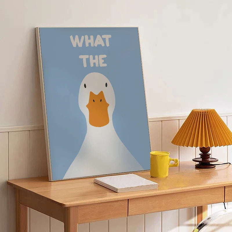 modern humorous duck canvas poster for dorm room
