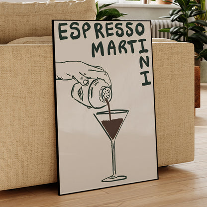 Espresso martini canvas painting for kitchen or home bar decoration

